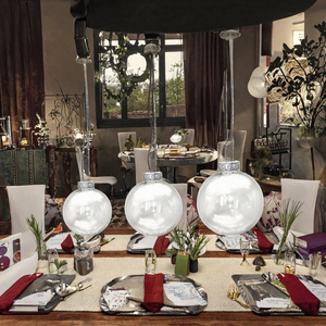 Boule de Noël en verre transparente faite à la main de 8 cm, ornée de paillettes, 4 couleurs, décorations de Noël à suspendre, ROSHAN HANDICRAFTS - Product Image 3