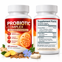 Capsules de complexe probiotique à marque privée OEM avec mélange prébiotique et à base de plantes pour la santé digestive et le soutien intestinal des adultes
