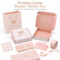 Kits d'emballage PR en carton doré rose FSC en gros pour abonnements, boîtes en papier pour expédition avec logo personnalisé
