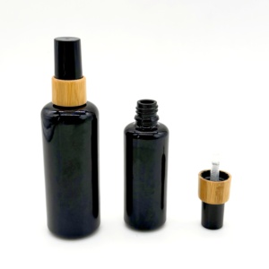 50ml Black Glass <strong>Spray</strong> Bottle with Bamboo Lids Luxury 30ml 50ml Black <strong>Spray</strong> Glass Bottle Round Cheap Oil Glass <strong>Spray</strong> Bottles - Product Image 6