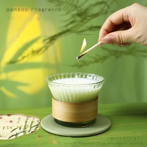 Juego de Velas Aromáticas de Cera de Soja Hechas a Mano, de Baja Temperatura, Diseño de Bambú Estilo Chino, para Decoración del Hogar en Días Festivos - Product Image 1