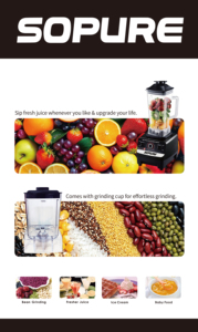Licuadora Multifunción SOPURE SP-BL03B, 2.5L, 1200W, 5 Velocidades Variables, Jarra de Plástico Antiderrames y Fácil de Limpiar, 4 Cuchillas - Product Image 3