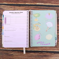Carnet de planification des objectifs personnalisé à spirale, reliure rigide, journal de productivité mensuel et hebdomadaire avec intercalaires