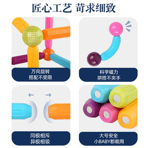 Bloques Magnéticos Educativos para Niños, Juguetes de Construcción de Plástico para Edades de 3 a 6 Años, Varillas Magnéticas Pop, 28p 46p 68p 86p, Origen Zhejiang - Product Image 4