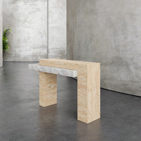 Viola Calacatta personnalisée blanche avec pierre de travertin Table console Table d'entrée Pierre de marbre