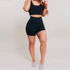 Tenues de yoga avec logo personnalisé de haute qualité soutien-gorge de <span class=keywords><strong>sport</strong></span> avec dos croisé et shorts de gymnastique pour la course ensemble de shorts 2 pièces pour femmes - Product Image 6