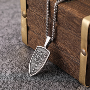 St Michael Pendant Necklace Archangel Shield Jewelry Stainless Steel Cross Vintage <strong>Guardian</strong> <strong>Angel</strong> <strong>Gift</strong> for Men Women - Product Image 3