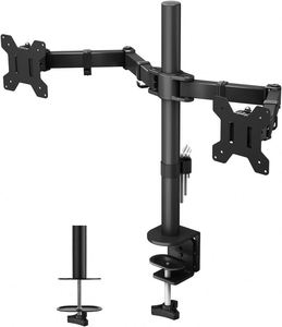 Support multi-écrans en acier réglable de nouvelle conception pour écrans de 10 à 32 pouces avec bras double inclinable à 90 degrés, fixation sur bureau - Product Image 1