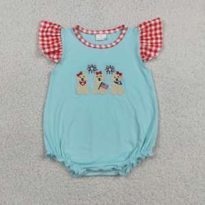 SR4051 RTS Mono de burbuja para bebé y niña, con diseño de cachorro del 4 de julio y manga volante, al por mayor - Product Image 1