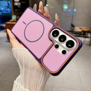 Pure Color Frosted Lens Magnetic Mobile <b>Phone</b> case for Samsung S26 ultra S25 S24 Series matte Camera Lines Original Back Cover - Product Image 4