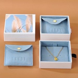 Custom Logo Paper Sliding Jewelry Packaging <b>Box</b> with Double-Sided Velvet Interior Microfiber Pouch for Necklace Ring <b>Earrings</b> - Product Image 2