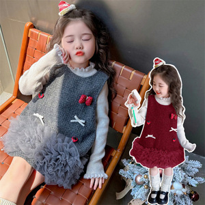 2025 nuovo abito estivo da ragazza in Chiffon al ginocchio con paillettes per piccola principessa gilet dolce con collo a o - Product Image 3