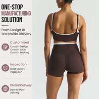 Shorts de yoga double couche personnalisables à séchage rapide pour femme, taille haute, pour la gym et l'entraînement, couleur unie