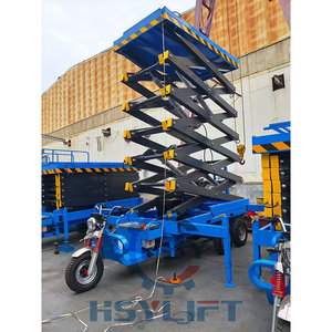 Gunting pengangkat roda tiga listrik, 14m 500kg gunting angkat udara hidrolik Platform kerja roda tiga - Product Image 3
