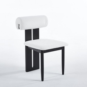 Silla Alpaca al por Mayor, Silla de Comedor Tapizada en Tela de Peluche de Lujo Personalizada, Madera de Caucho Negra - Product Image 1