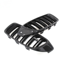 Grille de Rechange Vantwo à Double Lamelles en Fibre de Carbone Effet Humide et Grille d'Aération Clip-On pour BMW F33 F36 F80 F82 F83 M3 M4 2014-2020