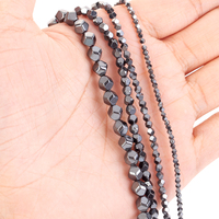 AsVrai U naturel AA + pierre d'hématite noire 8 facettes perles d'espacement en vrac pour la fabrication de bijoux Bracelet fait à la main 15''
