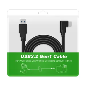 Kabel pengisi daya kecepatan tinggi, kabel USB 3.2 gen1 Tipe c 60W PD 5Gbps 3m 5m untuk kabel Link VR