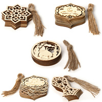 Nouvelle décoration de maison DIY Décoration du Ramadan Petit pendentif artisanal Ornement en bois non fini Artisanat en bois à peindre pour enfants Peinture