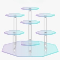 Support de présentation hexagonal à plusieurs niveaux en acrylique pour figurines de blind box, parfums et décorations de gâteaux