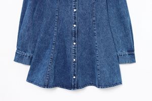 Vestido de Mezclilla de Manga Larga Estilo <span class=keywords><strong>Vintage</strong></span> <span class=keywords><strong>Chic</strong></span> para Mujer, Nuevo Modelo 2025, Moda de Verano, Estilo <span class=keywords><strong>Vintage</strong></span> <span class=keywords><strong>Chic</strong></span> con Patrón Sólido, Robe Mujer - Product Image 4
