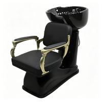 Fauteuil de lavage multifonctionnel moderne et durable en cuir avec bac en céramique pour salon de beauté et barbier (vente en gros)