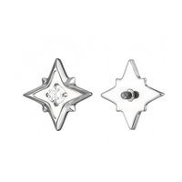 Anting Titanium F136 Kelas Medis dengan Liontin Kuarsa Bintang Utara Oktagram, Perhiasan Tindik Tulang Rawan Telinga