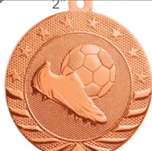 Médailles de football modernes en <span class=keywords><strong>bronze</strong></span> plaqué or 2''/1 <span class=keywords><strong>3</strong></span>/4''/2 1/4'' gravées, sérigraphiées, avec rubans 3D rouge, blanc, bleu - Product Image 3