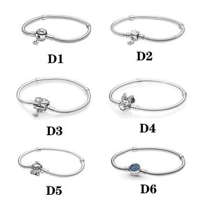 Directo de Fábrica Pulsera de Cadena de Serpiente con Cierre <span class=keywords><strong>Minnie</strong></span>, Diseño Animal, Bañada en Plata 925, con Cristales Incrustados y Dijes de Mariposa y Cabeza de <span class=keywords><strong>Calabaza</strong></span> - Product Image 1