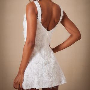 Robe de soirée élégante pour femme, style Y2K, mini-robe sexy à plumes, sans taille, avec fines bretelles, robe de princesse, personnalisable OEM - Product Image 2