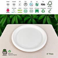 Plateau en pulpe de bagasse de canne à sucre compostable de 8 pouces, jetable, biodégradable, respectueux de l'environnement, pour la restauration
