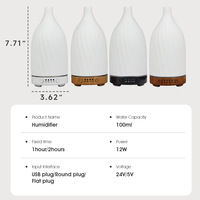 Diffuseur d'aromathérapie en céramique, humidificateur ultrasonique silencieux pour la maison, minuterie, éclairage ambiant 7 couleurs, huile essentielle