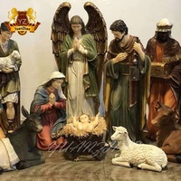 Décoration de Noël pour l'extérieur : Ensemble de Statues de la Sainte Famille en Résine, Art Populaire, Scène de Crèche avec Figurine du Bébé Jésus