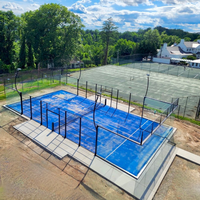 Terrain de padel extérieur super panoramique, certification CE, gazon 12500 Dtex, structure en acier galvanisé à chaud, dimensions 20m*10m, éclairage LED 400W