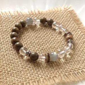 Bracelet en pierre naturelle <span class=keywords><strong>de</strong></span> style néo-chinois original, <span class=keywords><strong>bois</strong></span> <span class=keywords><strong>de</strong></span> santal vert, cristal blanc, pierre <span class=keywords><strong>de</strong></span> lune grise, pierre précieuse bouddhiste - Product Image 4