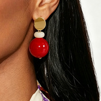 Boucles d'oreilles pendantes vintage colorées en résine pour femmes, géométriques, perlées, style statement, bijoux de mode, vente en gros