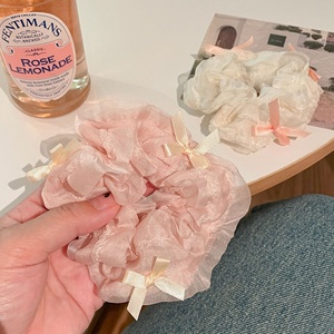 Venta al por mayor verano primavera banda <span class=keywords><strong>para</strong></span> <span class=keywords><strong>el</strong></span> <span class=keywords><strong>cabello</strong></span> crunchies pulsera <span class=keywords><strong>el</strong></span>ástica accesorios <span class=keywords><strong>para</strong></span> <span class=keywords><strong>el</strong></span> <span class=keywords><strong>cabello</strong></span> diseñador a granel <span class=keywords><strong>tul</strong></span> encaje scrunchie con lazo - Product Image 3