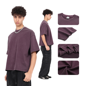 Camiseta Casual de Manga Corta para Hombre, 100% Algodón de Alto Gramaje, Estilo Vintage, Corte Holgado y Amplio, Lavada y Desgastada - Product Image 1