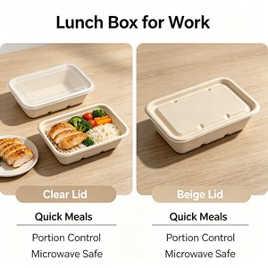 Boîte à emporter jetable légère et compostable de 550 ml, avec couvercle de différents styles, en promotion - Product Image 5