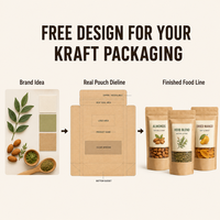 Sacs plats en papier kraft de qualité alimentaire pour noix, aliments secs, épices, biodégradables, écologiques, emballages simples avec logo et fenêtre
