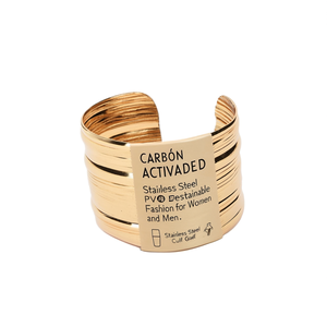 Stainless Steel Cuff Bracelet PVD Gold Plated Resistant Sustainable Fashion Jewelry <b>for</b> Women and <b>Men</b> - Product Image 2