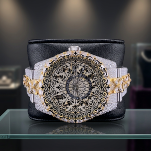 นาฬิกาควอตซ์ AMBER JEWELS รุ่นหรูหราสไตล์วินเทจ สำหรับทั้งชายและหญิง ตัวเรือนสีทอง ขนาด 46 มม. หน้าปัดแบบอนาล็อกโปร่งใส ประดับคริสตัลอินเดีย ตัวล็อคแบบหัวเข็มขัด กลไก Citizen - Product Image 2