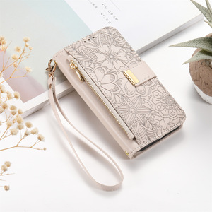 Custodia a <span class=keywords><strong>Portafoglio</strong></span> in Pelle PU di Lusso per <span class=keywords><strong>iPhone</strong></span> 17 con Motivo Floreale e Foglie, con Cordino per Accessori Telefono - Product Image 3