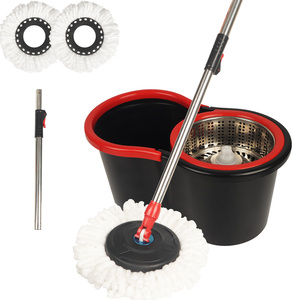 Ensemble Seau à Serpillière en Acier MSJ avec Manche Magique, Serpillière de Dieu à Double Entraînement, Vadrouille Rotative à Pression Manuelle pour le Nettoyage des Sols Domestiques - Product Image 1