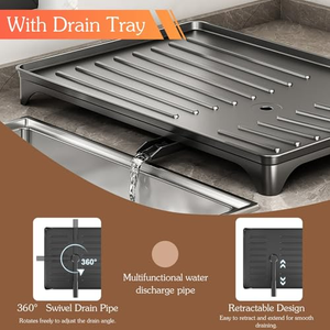 Moderno Escurridor de Platos y Tazones de Acero Inoxidable con Soporte para Cubiertos, Organizador de Encimera - Product Image 4