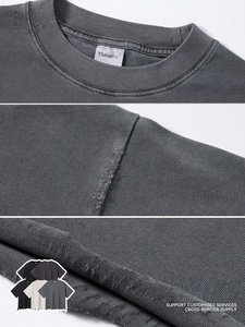 Camiseta de algodón oversize vintage para hombre con dobladillo asimétrico, detalles desgastados y acabado efecto lavado a la nieve - Product Image 3