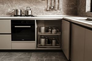 SANTOPOVA Cheap Price Modern L-Shaped Modular <b>Kitchen</b> Cabinet Set Matte Lacquer Finish Customized Design Built-in <b>Appliances</b> - Product Image 5