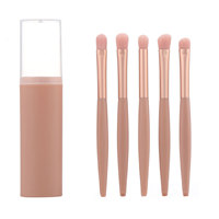 Ensemble professionnel de 5 pinceaux de maquillage ronds pour le visage avec pinceau éventail en fibres synthétiques pour un usage quotidien