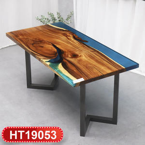 Blue river di design di Lusso di Caffè Solido tavolo Da Pranzo In Legno tavolo del <span class=keywords><strong>ristorante</strong></span> tavolo In Resina Epossidica - Product Image 4