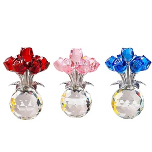 Rose Crystal Flower Art Craft Creative Valentine's Day Gift for Girlfriend Home Decor for Living Room